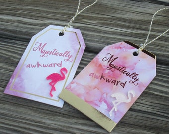 Ornamental Decorative Flamingo Tags (Chipboard) with Inspirational Saying