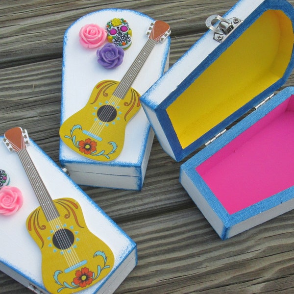 Coco inspired Day of the Dead guitar trinket / jewelry box