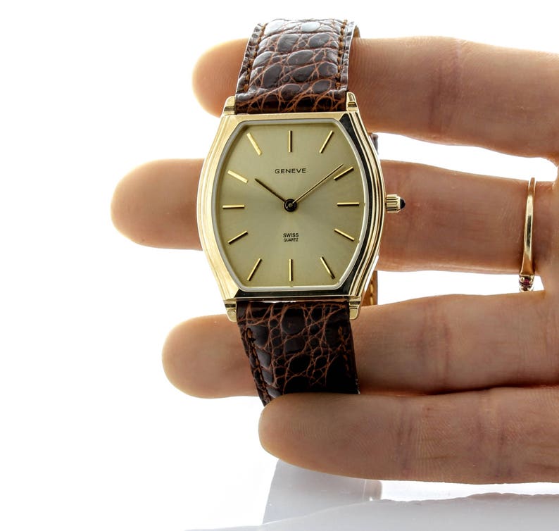 14k gold Geneve Lonsdale Mens Watch. Swiss Watch | Etsy