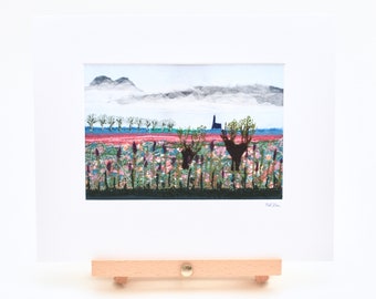 handmade textile artwork - stitch art - hand embroidery landscape art - decorative artwork ready to frame - fiber arts - fabric arts