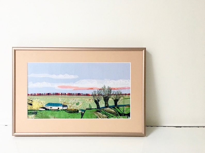 Framed Textile Landscape Art Hand Embroidery Art Dutch Etsy