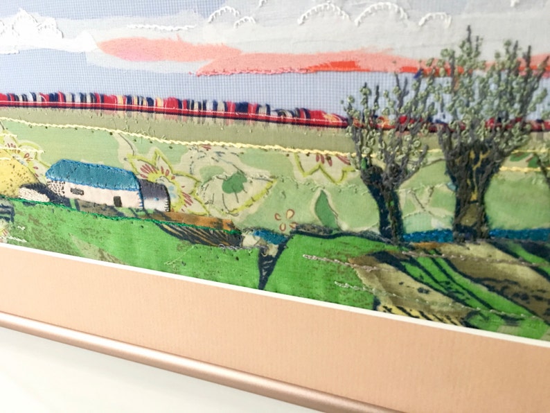 Framed Textile Landscape Art Hand Embroidery Art Dutch Etsy
