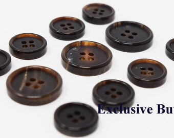 LARGE BUTTONS 25mm Brown Wood Effect SET OF 3