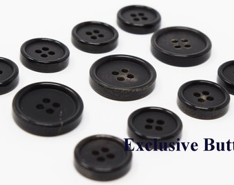 Black Horn Buttons Set for suit jacket, blazer, or sport coat