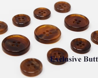 Genuine Brown Horn Buttons Set for suit jacket, blazer, or sport coat. Very high quality!