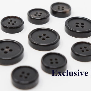Ultra Thick Genuine Black Horn Buttons Set for suit jacket, blazer, or sport coat. High quality!