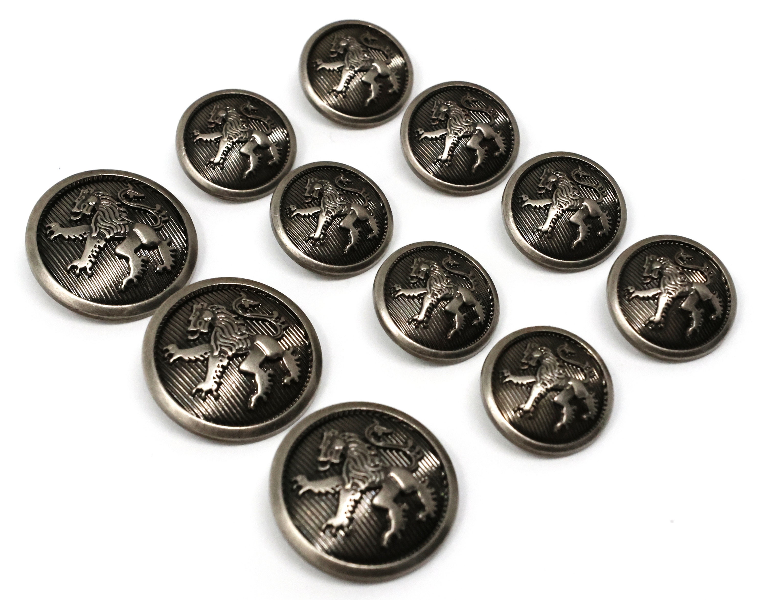 新品未使用BrooksBrothers 七宝焼ゴールドボタン7個カレンダーセット 10Pcs Vintage Gold Black/Silver/White/Blue/Black Edge Lions