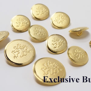 Gold Metal Blazer Buttons Set - Rampant Lion