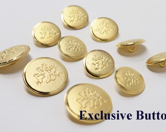 Gold Metal Blazer Buttons Set - Rampant Lion