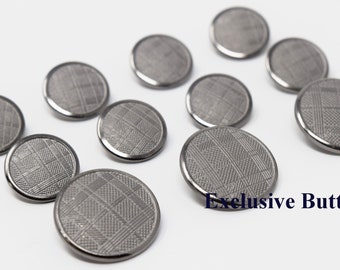 Set di bottoni per blazer in metallo argento (grigio) - Plaid