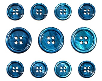 Ocean Blue Mother of Pearl Buttons Set for suit jacket, blazer, or sport coat