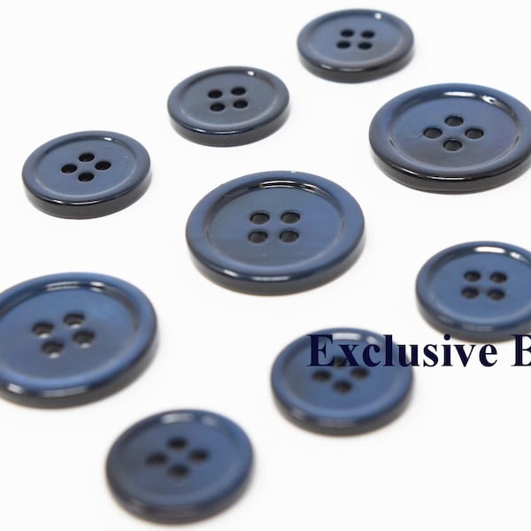 Blue Mother of Pearl Buttons Set for suit jacket, blazer, or sport coat