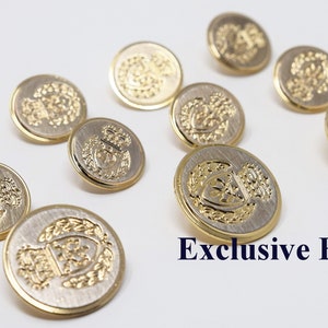 Gold Metal Blazer Buttons Set - Crown