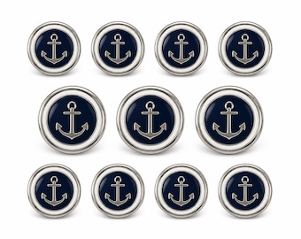 Gold Metal Blazer Buttons Set for suit jacket, blazer, or sport coat - Anchor