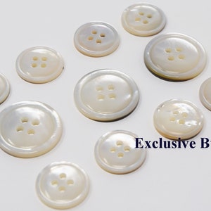 White Mother of Pearl Buttons Set for suit jacket, blazer, or sport coat