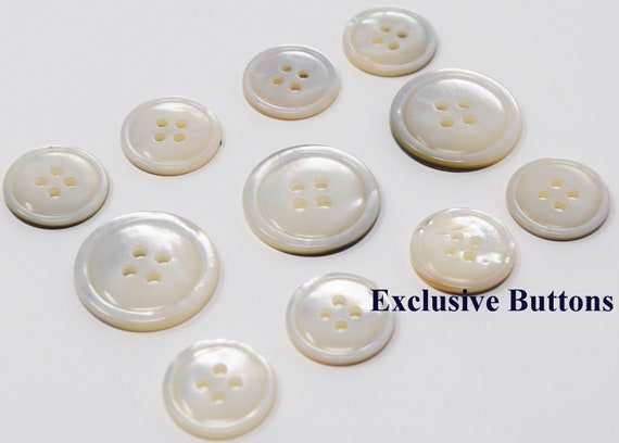 White Mother of Pearl Buttons Set for suit jacket, blazer, or sport coat