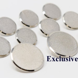 Silver Metal Buttons Set - Plain Grain