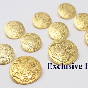 Gold Metal Blazer Buttons Set - Lion & Unicorn