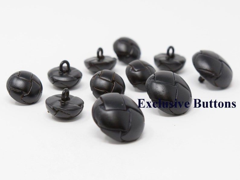 Black Genuine Leather Buttons Set For blazer or sport coat image 1