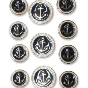 Gold Metal Blazer Buttons Set for suit jacket, blazer, or sport coat - Anchor