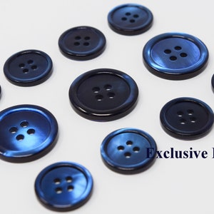 Deep Blue Luxurious Shell Buttons Set for suit jacket, blazer, or sport coat