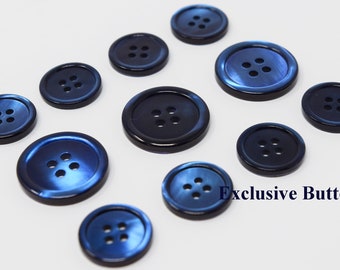 Deep Blue Luxurious Shell Buttons Set for suit jacket, blazer, or sport coat
