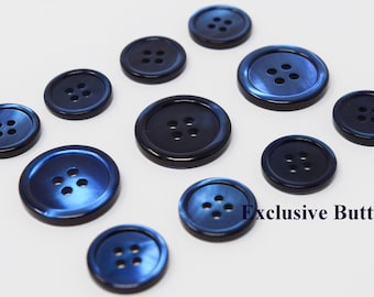 Deep Blue Luxurious Shell Buttons Set for suit jacket, blazer, or sport coat