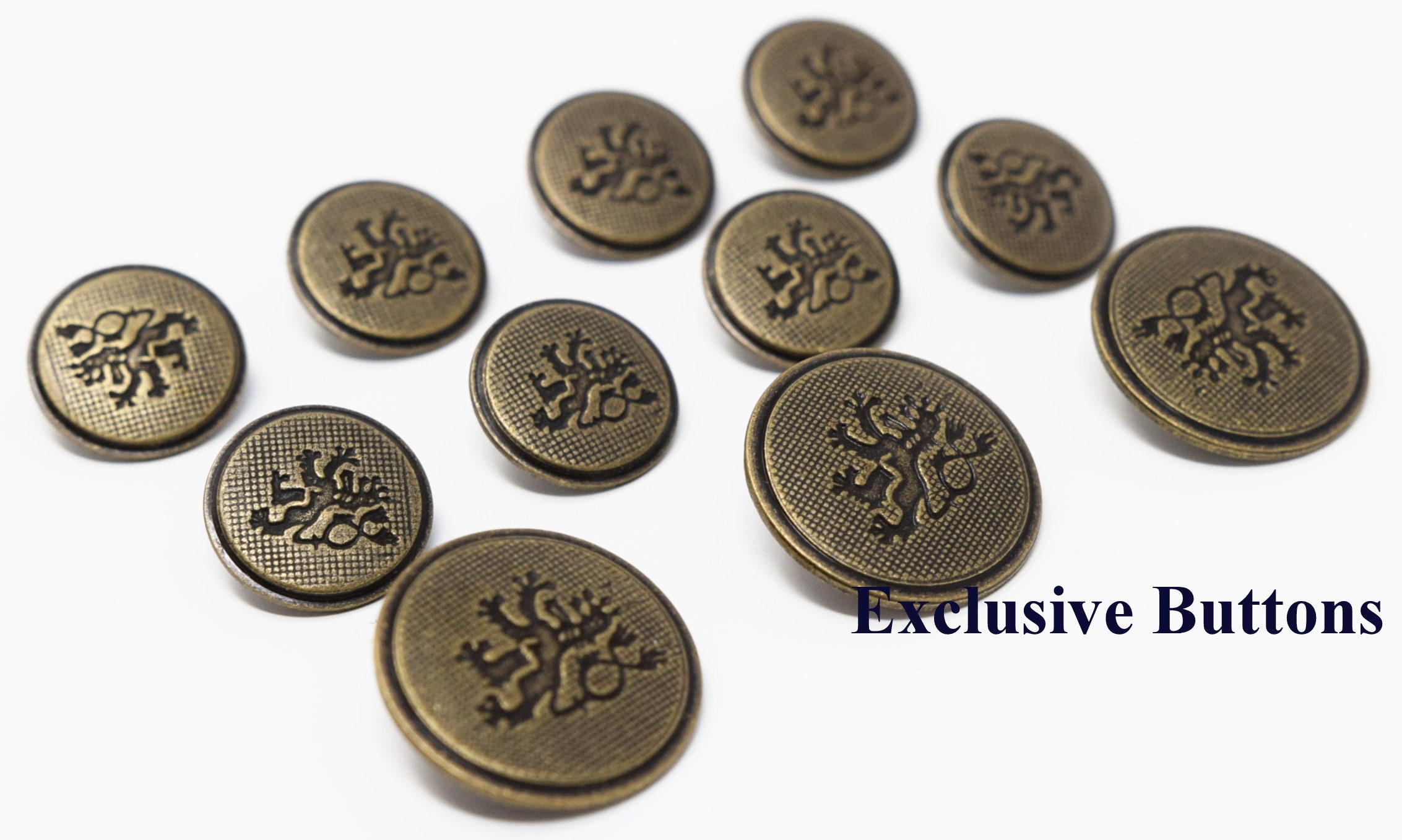 Antique Brass Metal Blazer Buttons Set Rampant Lion Etsy
