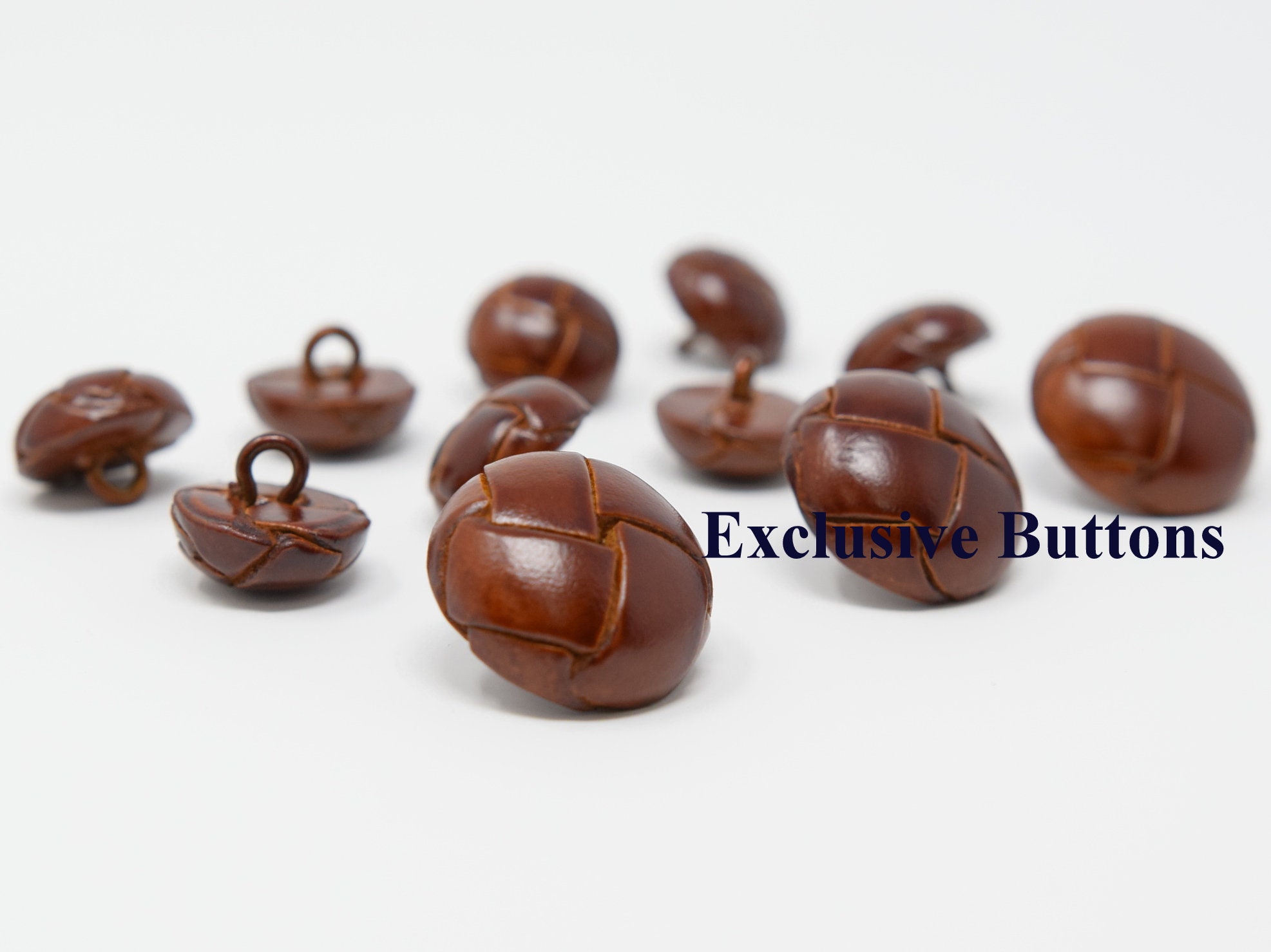 20mm Dark Chocolate Brown Classic Leather Shank Button - Totally Buttons
