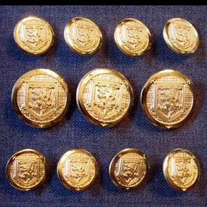 Set of 3 US Military Gold Uniform Buttons, 40 Line, Made in France
