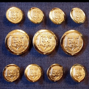 Set of 3 US Military Gold Uniform Buttons, 40 Line, Made in France