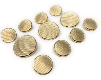 Gold Metal Blazer Buttons Set - Stripes
