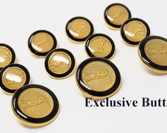 Gold Metal Blazer Buttons Set - Golfer
