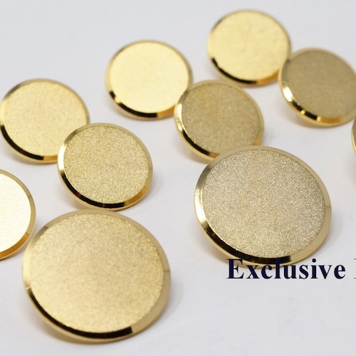 Gold Metal Blazer Buttons Set Plain Grain Etsy