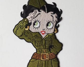 Betty Boop Military Light Skin Large Embroidered Patch 9.4&quot; x 4&quot;