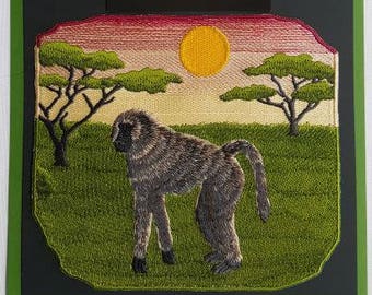 Babuino, Gorila, Mono, Primate, Parche bordado 6.5"x 5.8"