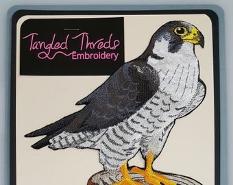 Peregrine Falcon Embroidered Patch, Birds of Prey, Falconer Gear (4"x4.7" or 6.3"x7.5")