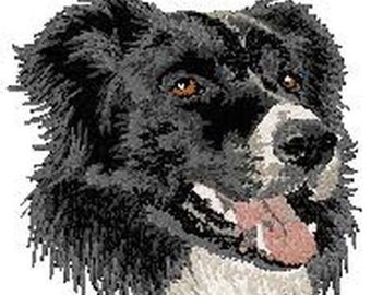 Geborduurde border collie-patches verkrijgbaar in 3 maten: 2" 3" en 4" om op te strijken of vast te naaien