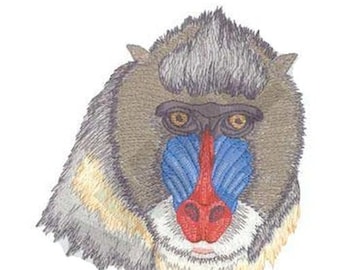 Parche bordado mandril, primates y monos 5,6" x 6,9"