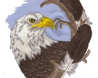 Eagle with Feathers Embroidered Patch 7" x 7.5"