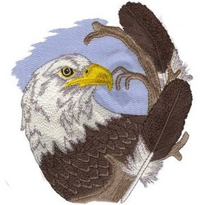 Eagle with Feathers Embroidered Patch 7" x 7.5"