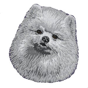 Pomeranian or Spitz White Dog Embroidered Patch comes in 2&quot; 3&quot; and 4&quot; sizes