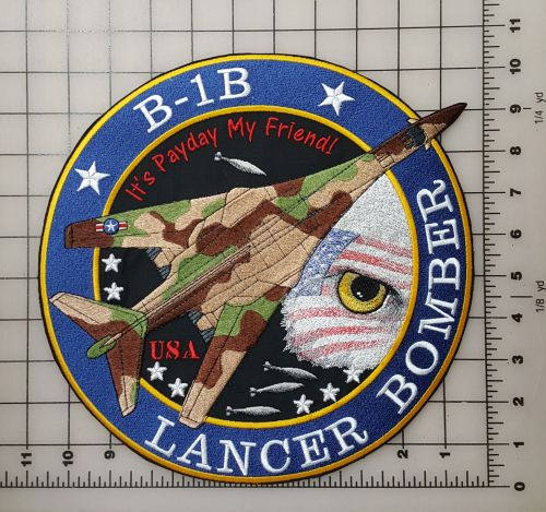 B-1B Lancer Bomber, Military Plane Embroidered Patch 10.5