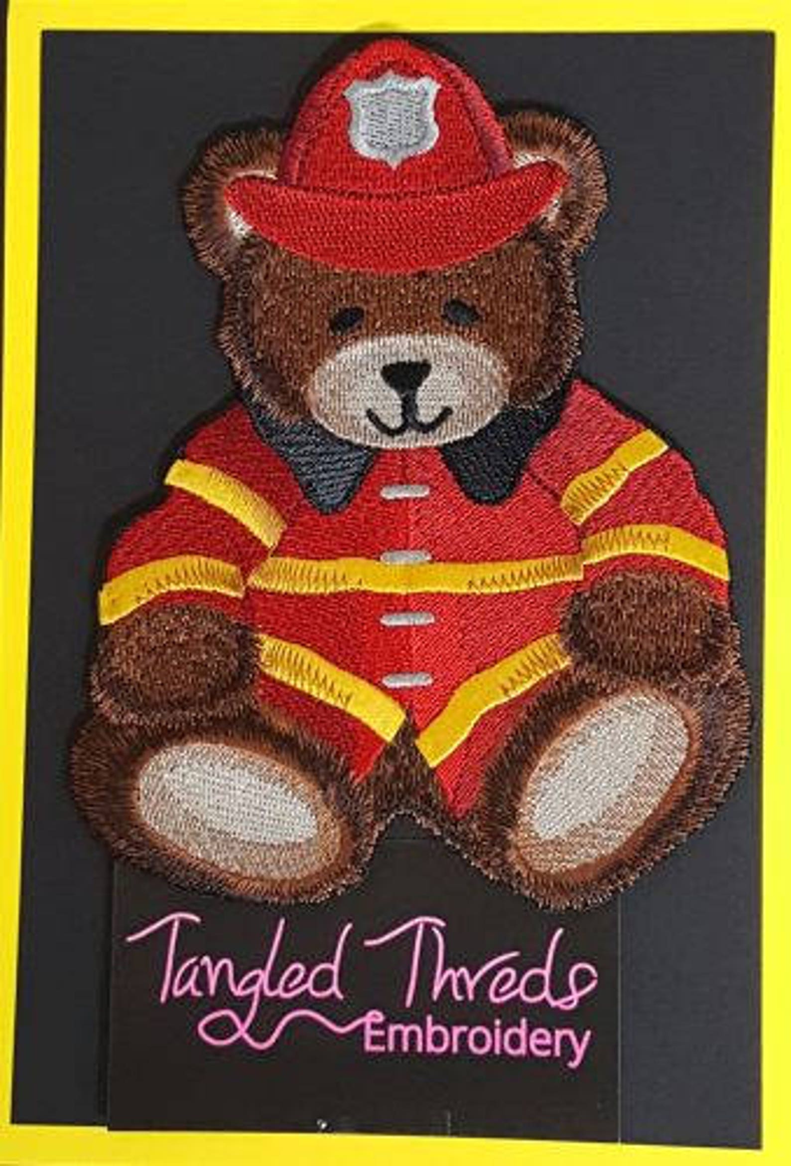 Firefighter Teddy Bear Emboidered Patch 4.8 X 6.3 Etsy UK