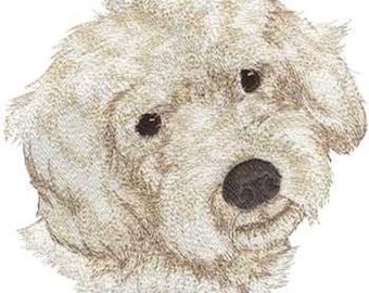 Doodle Dog, Labradoodle Goldendoodle White D74 Embroidered Patch comes in several sizes