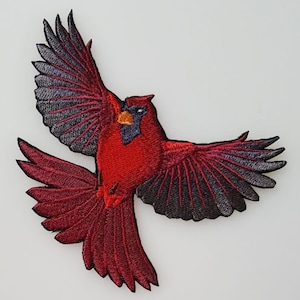 Cardinal Bird Flying Embroidered Patch