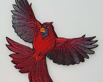 Cardinal Bird Flying Embroidered Patch comes in different sizes
