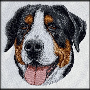 Le toppe ricamate Swiss Mountain Dog sono disponibili in 3 misure: 2", 3" e 4"
