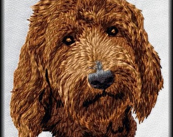 Doodle Dog Goldendoodle or Labradoodle Dog Brown Embroidered Patches