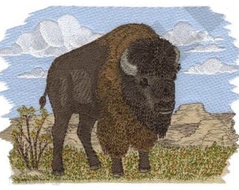 Écusson brodé Scène de bison 639 7 x 5 po